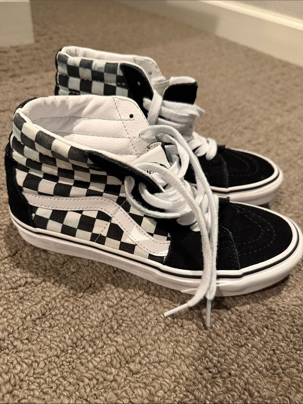Vans Checkerboard SK8-Hi Sneakers in Black & White
